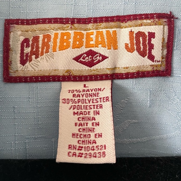 Caribbean Joe Blue Palm Tree Pattern Shirt - Picture 4 of 4